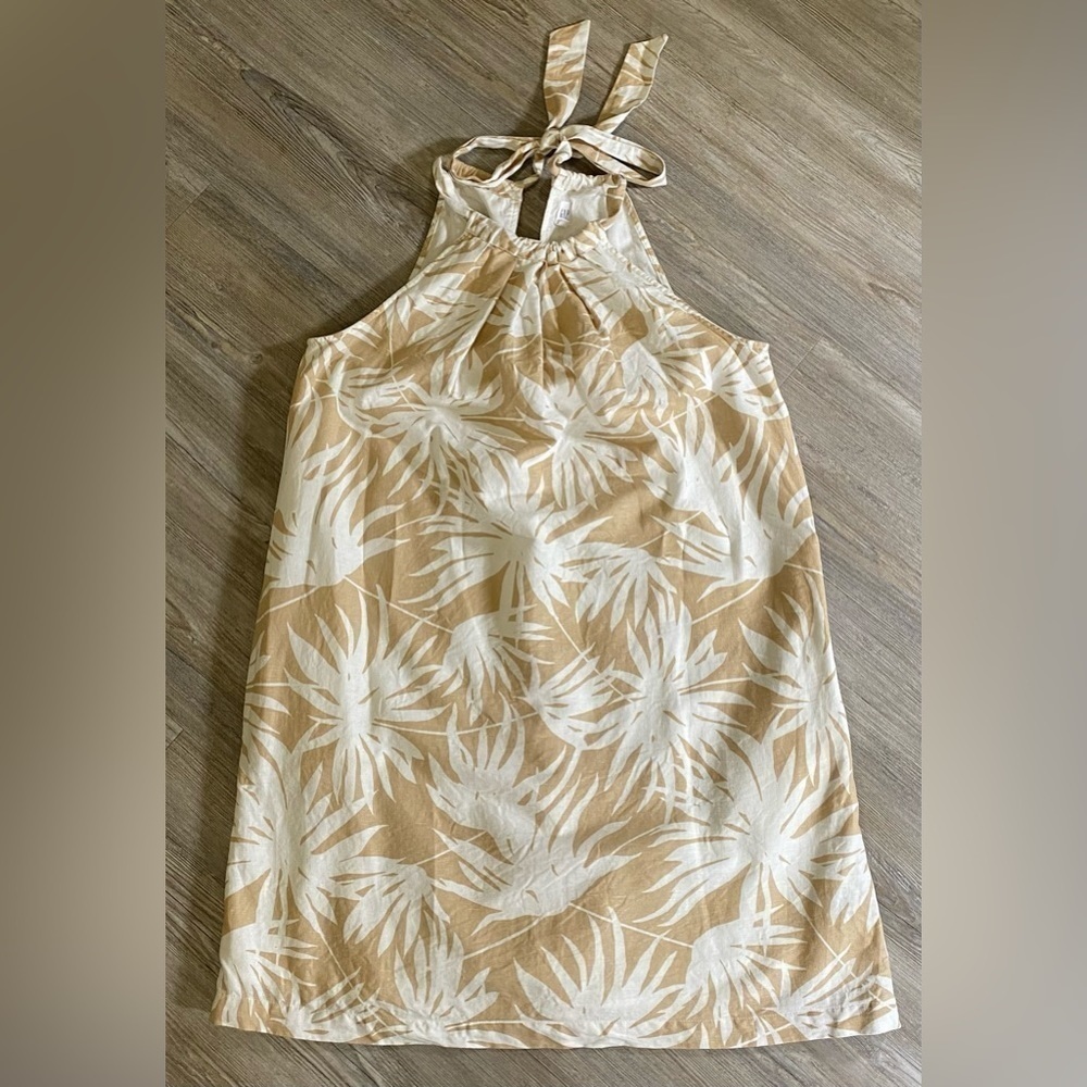 Gap Neutral Tropical Halter Dress with Cotton Lining